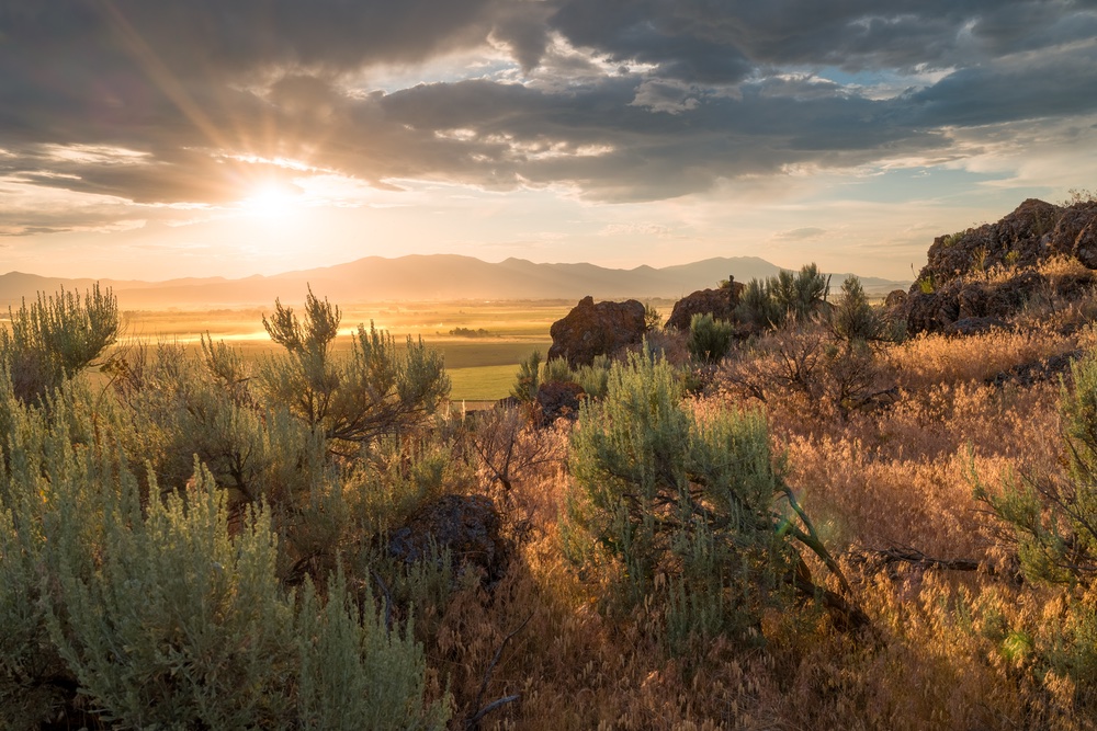 Sunset over a valley