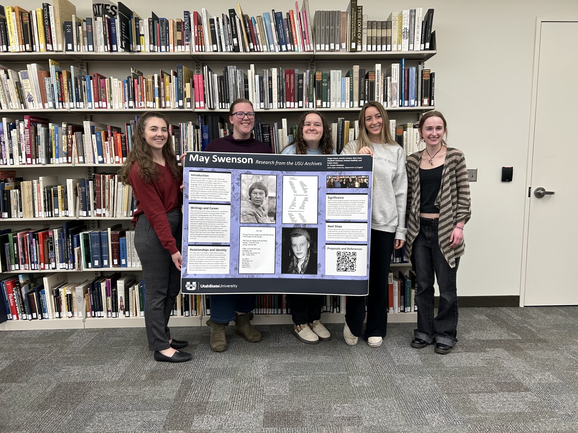 English students hold a poster presentation on May Swenson