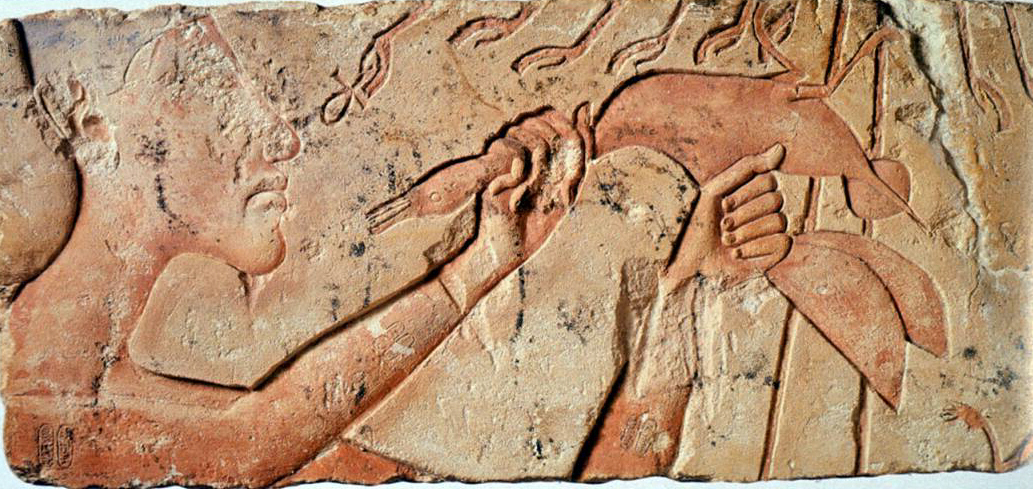 Akhenaten offering a duck to the aten
