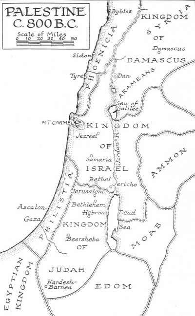 Map of Palestine, ca. 800 BCE