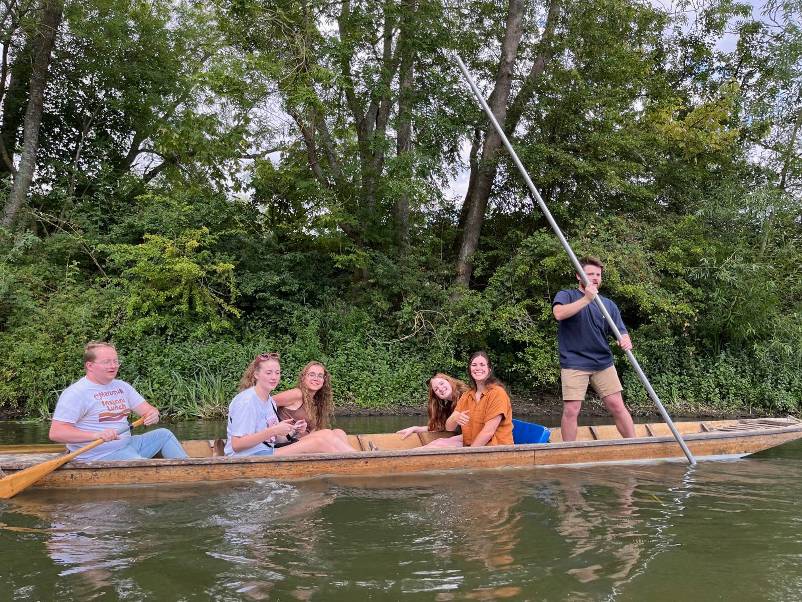 group of students in canoe