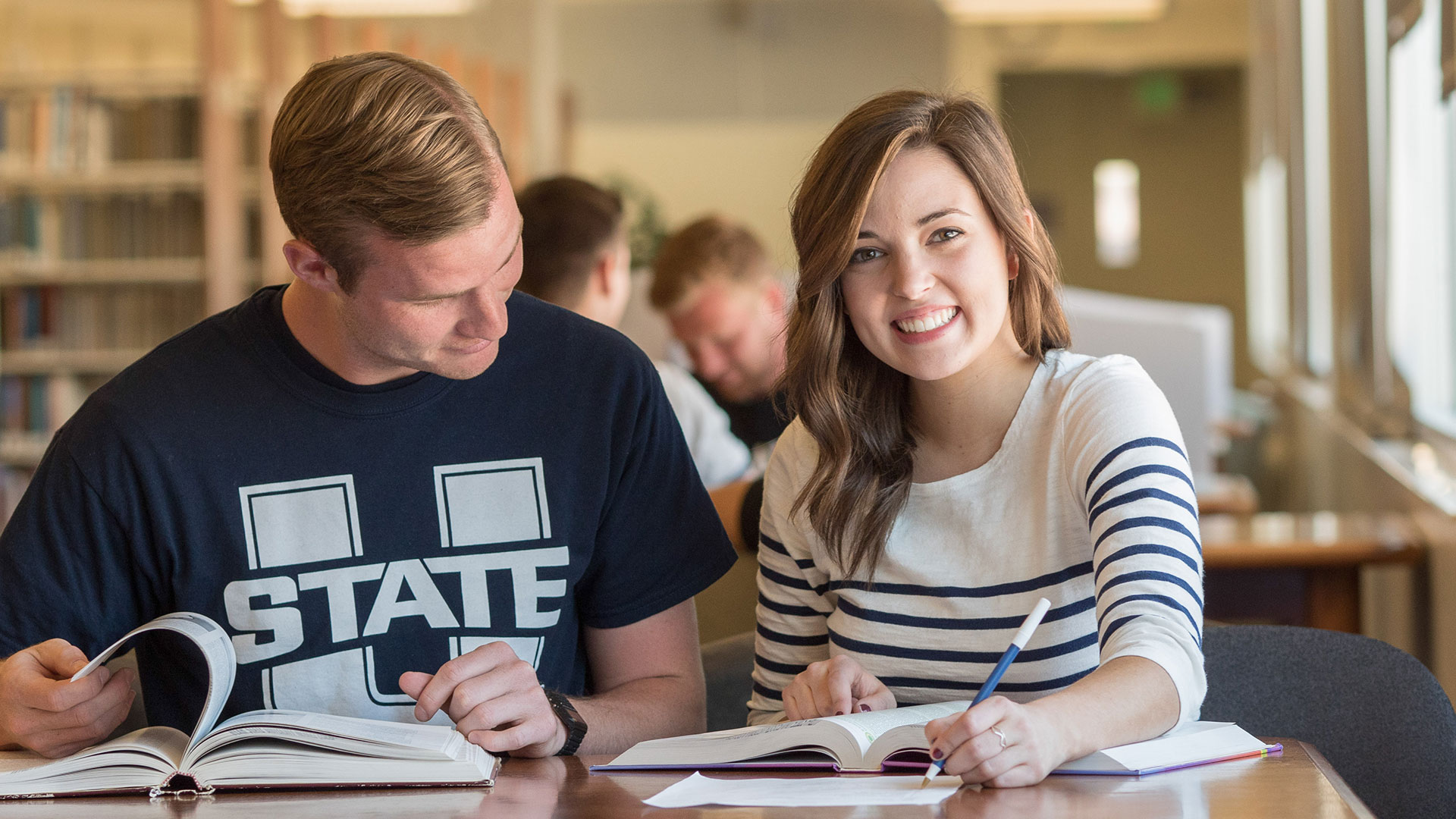 students at a table