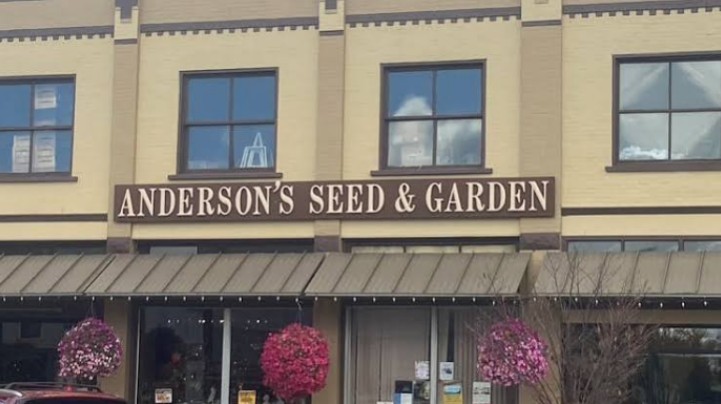 Anderson's Seed & Garden storefront sign.