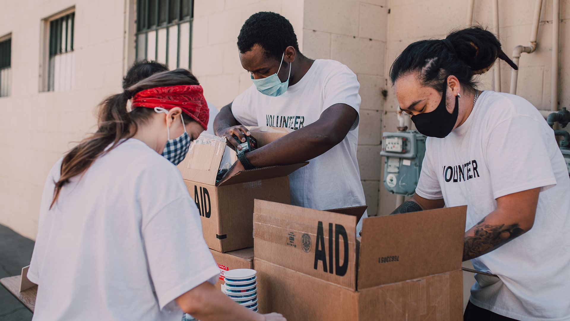 Young adults working on a relief table