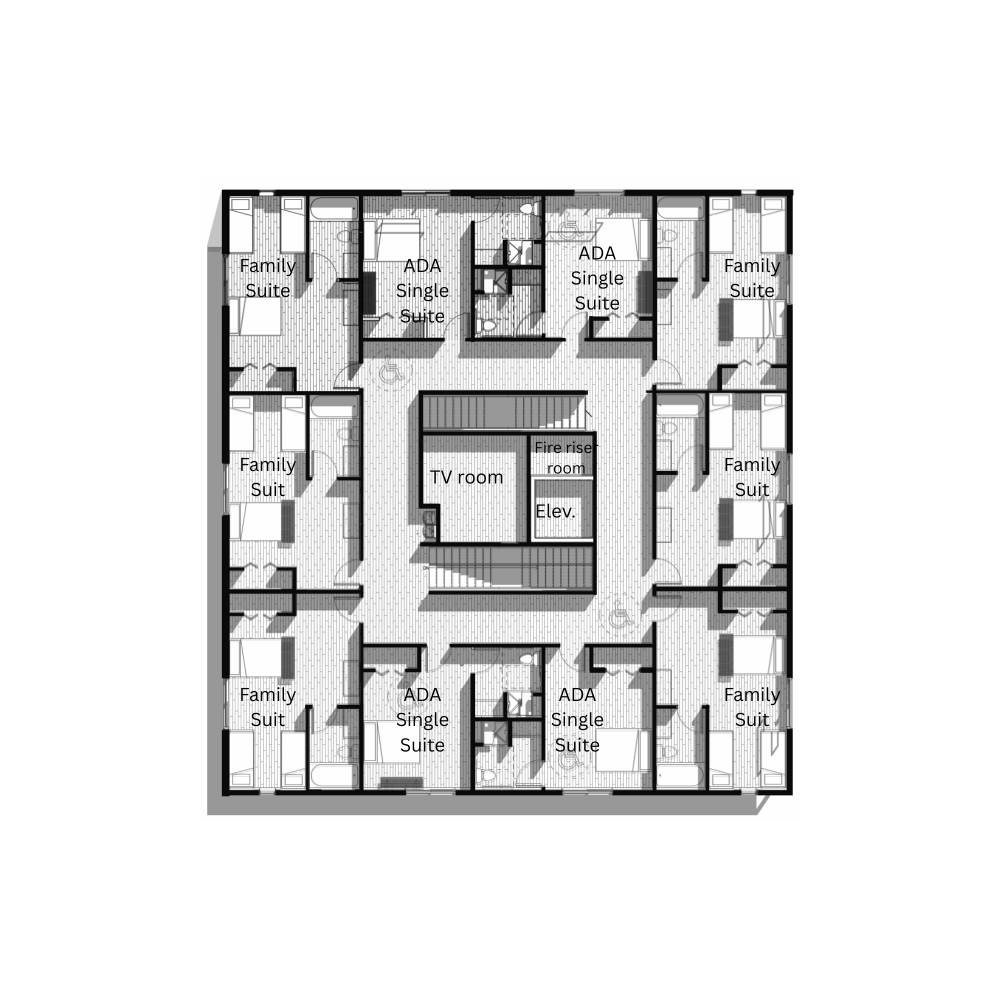 Presentation document of the second floor with
room names.