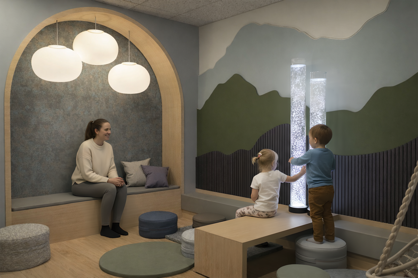 Interior rendering of a primary care clinic in rural Northwest Montana