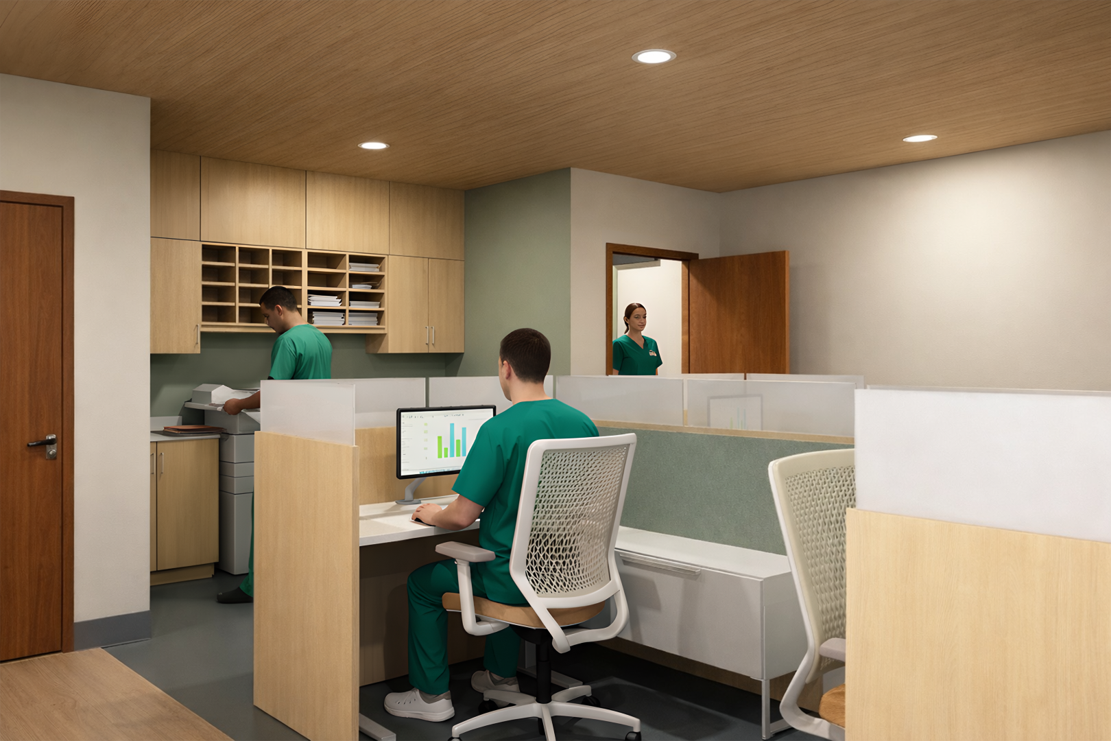 Interior rendering of a primary care clinic in rural Northwest Montana