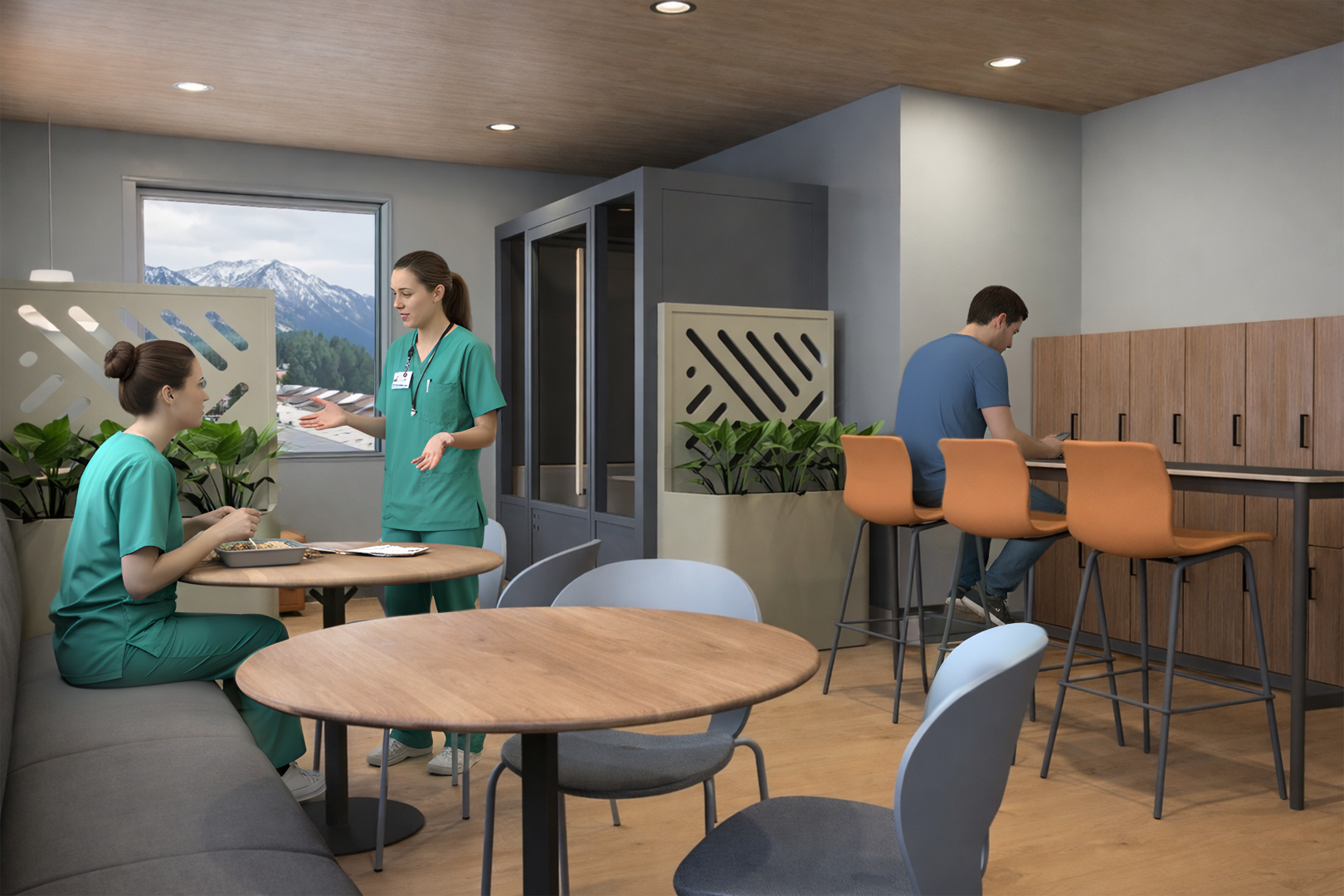 Interior rendering of a primary care clinic in rural Northwest Montana