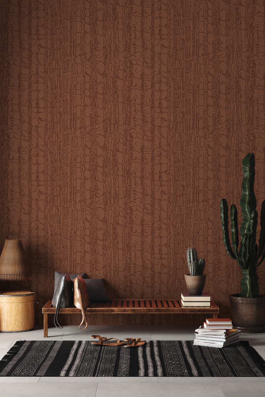 Vignette of a custom wallpaper inspired by desert rock formations