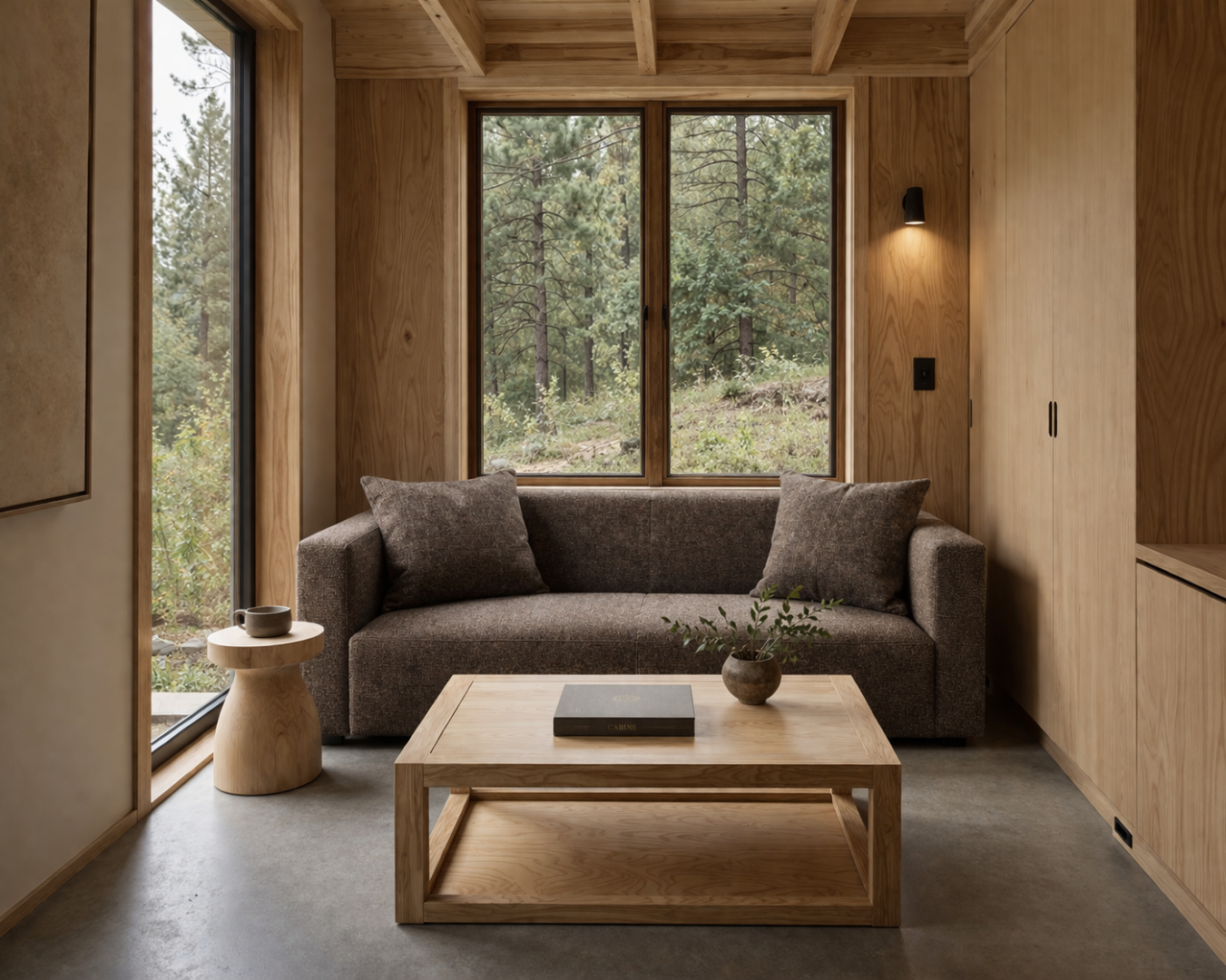Interior rendering of a cozy mountain dwelling