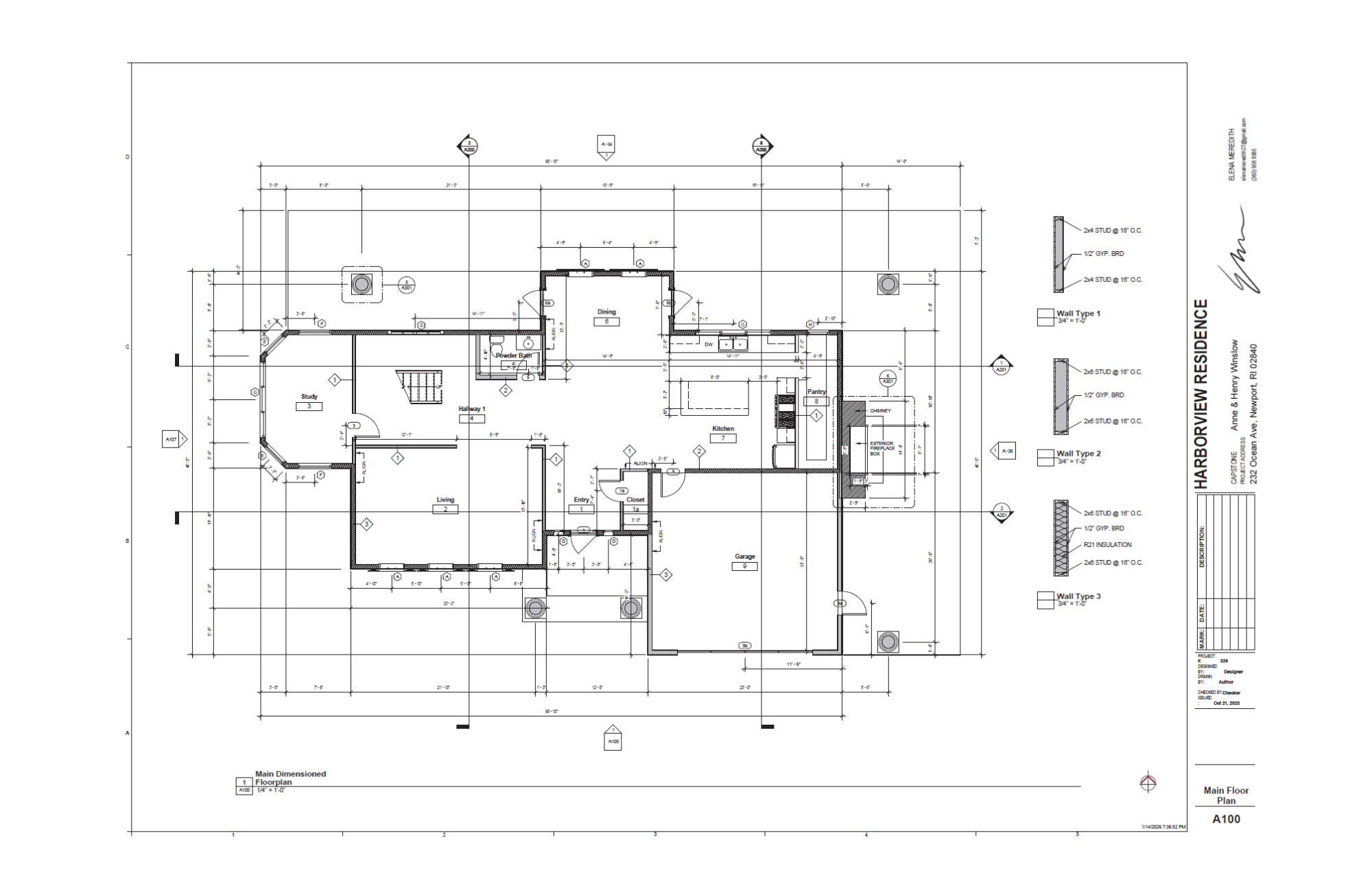 Construction documentation showing the first floor plan layout.