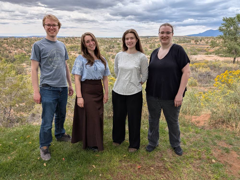 The 2026-2027 USU Opera Outreach Quartet: Ellie Christensen, Claire Francis, Maiya Lloyd, and Johnny Richardson