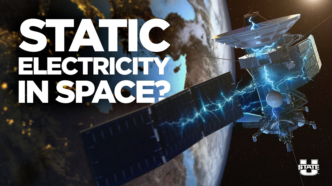 Static Electricity in Space? A satilite in space with electricity sparking over the main hull