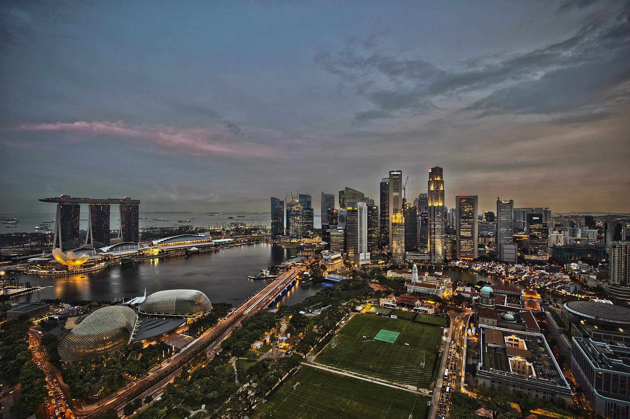 Singapore skyline at dusk