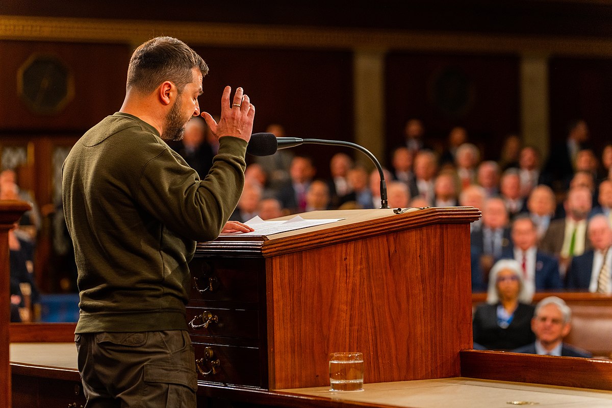 President Zelenskyy of Ukraine addresses the U.S. Congress, December 2022.