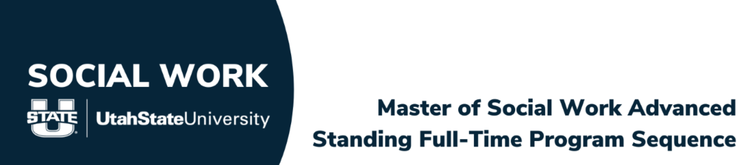 A banner with the title "Master of Social Work Advanced Standing One-Year Program Sequence" with the USU social work logo in blue on the side.